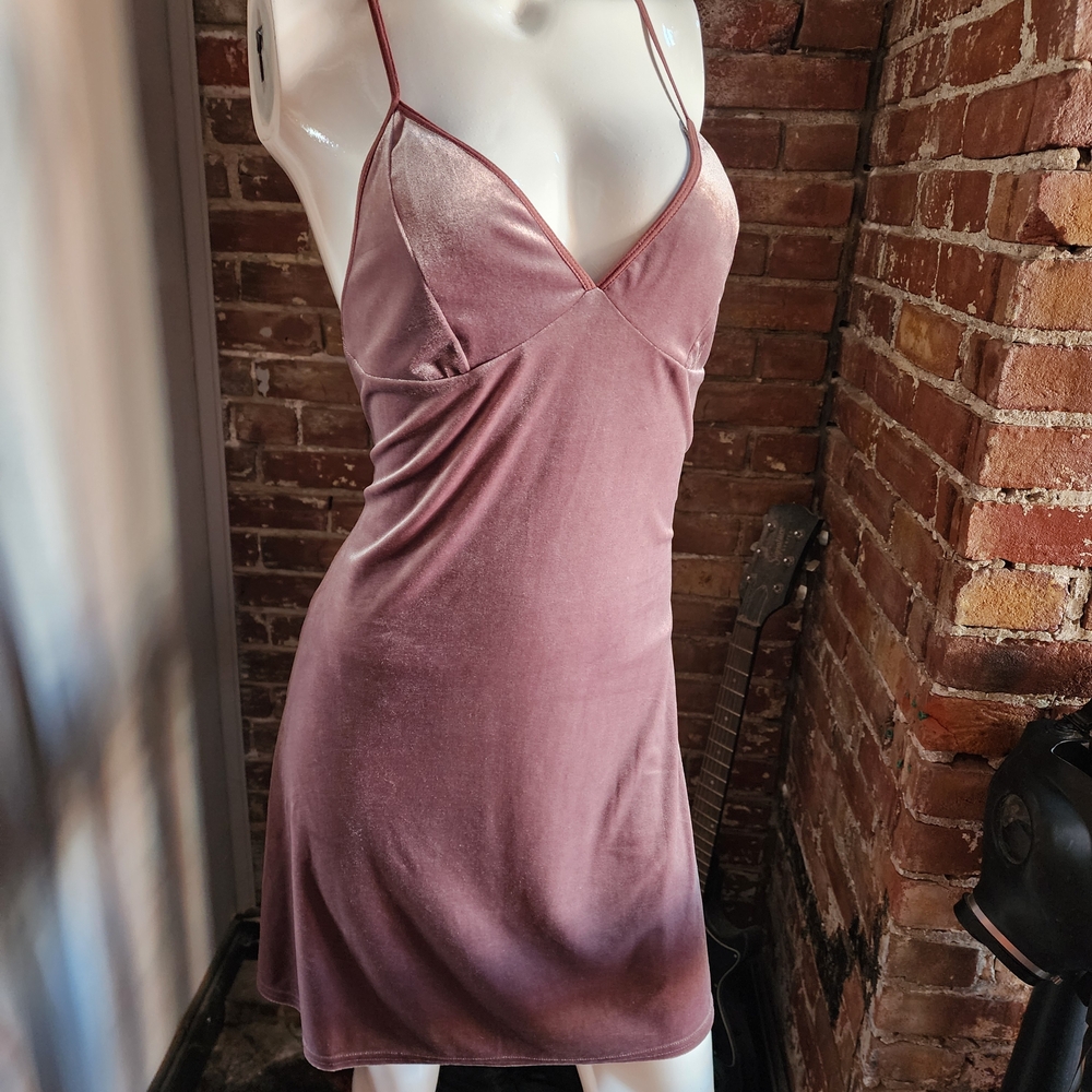 Vintage Gilligan& O'Malley-- Elegant, Muted Purple Velour Slip Dress